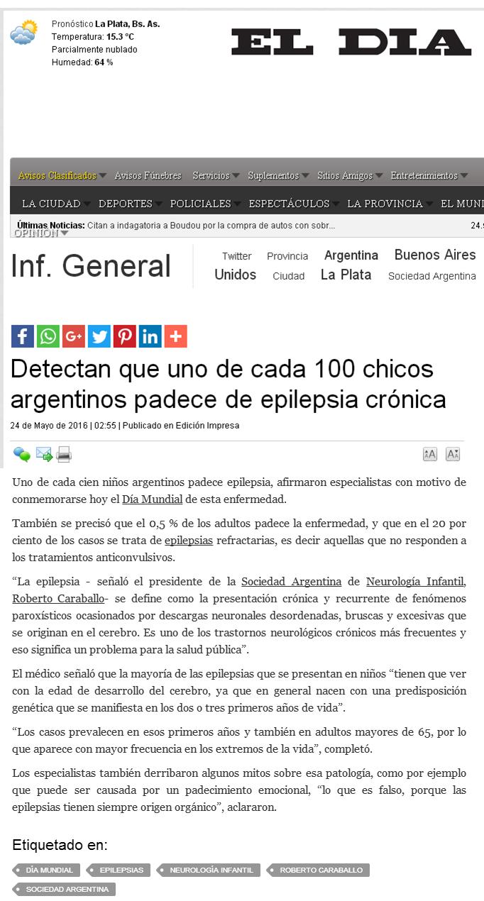 24-05-2016 El Día La Plata