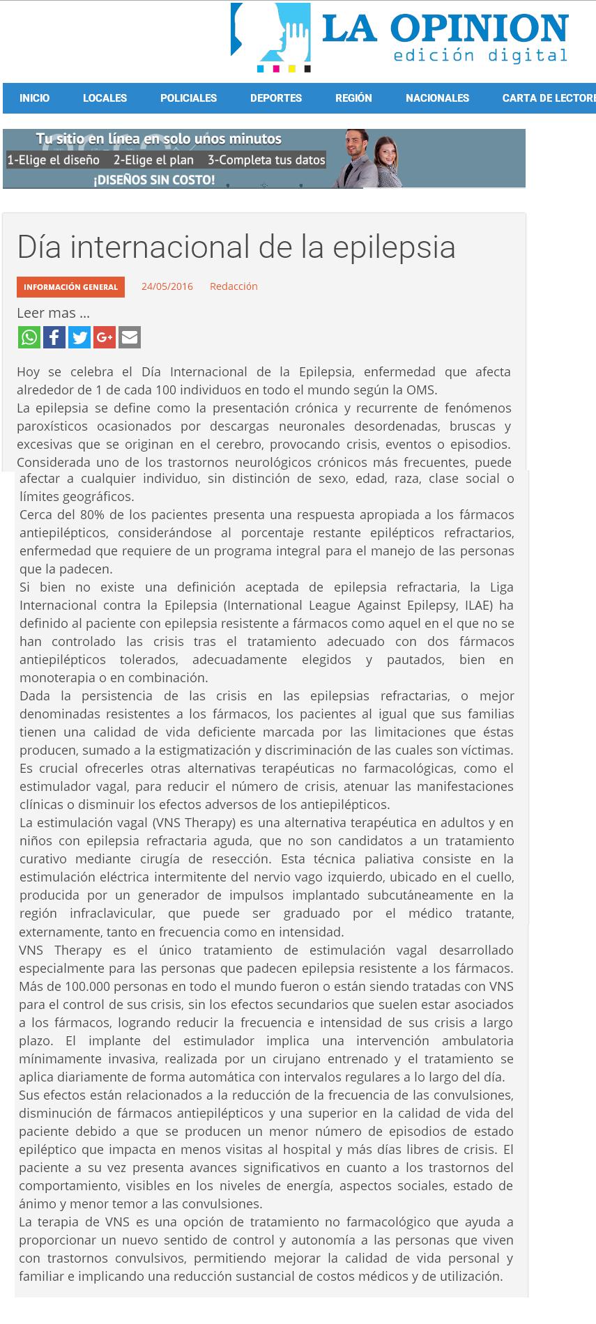 24-05-2016 La Opinión Digital de Rafaela